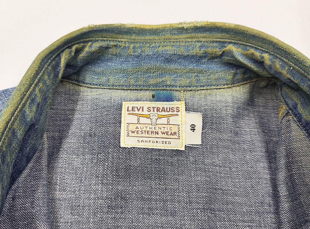 Levi's Distressed LEVIS longhorn denim western pearl snap button Size US M / EU 48-50 / 2 - 2 Thumbnail