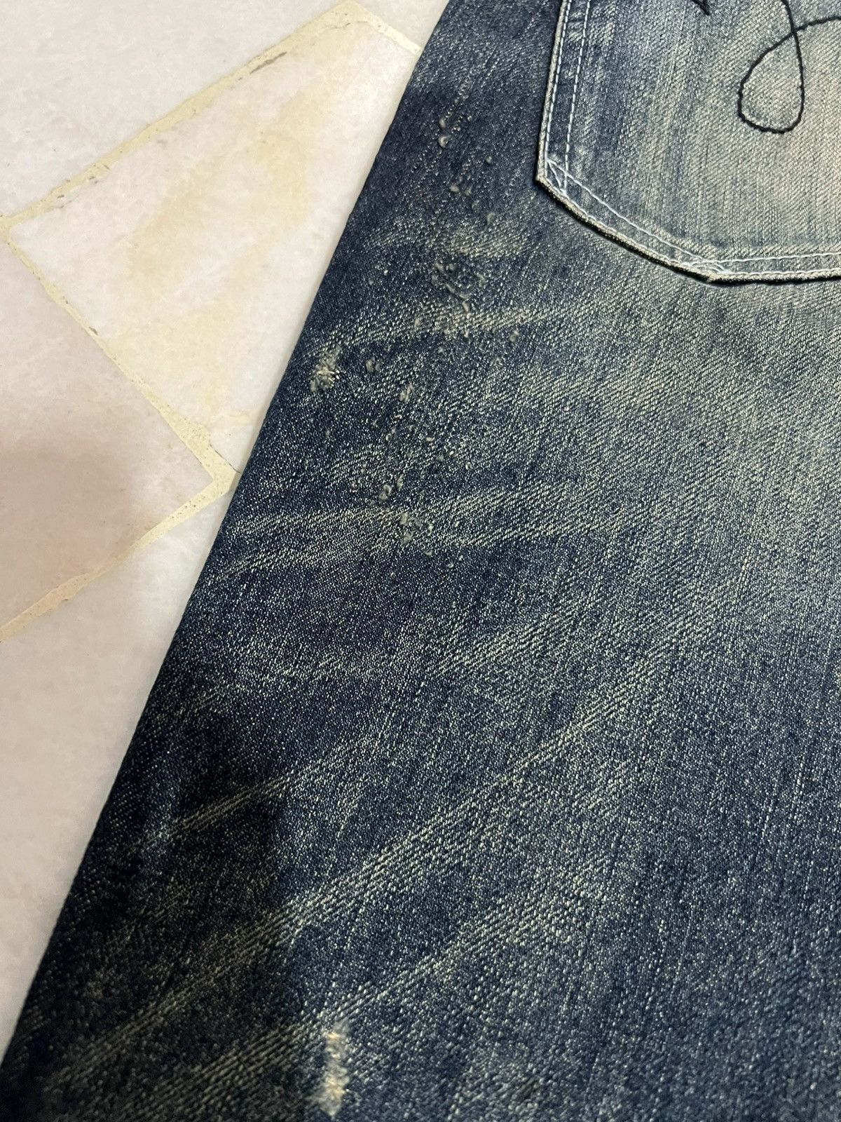 If Six Was Nine × Japan Blue 🌈90’s Blue Way Distressed Mud Wash Jean Made In Nippon Size US 31 - 20 Thumbnail