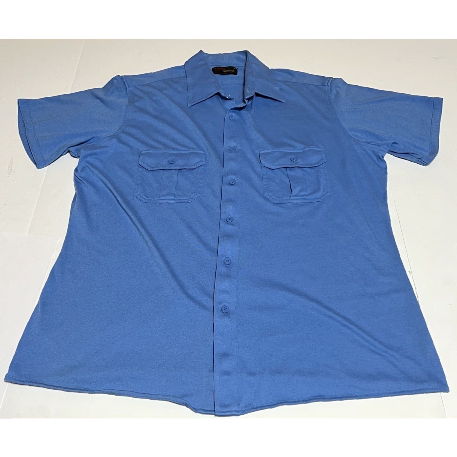 Van Heusen VINTAGE Players By Van Heusen Men's Button-Up Shirt Blue L Size Large Casual Short Sleeve Retro Cotton Blend Button Front Front Shirt Size US L / EU 52-54 / 3 - 2 Thumbnail