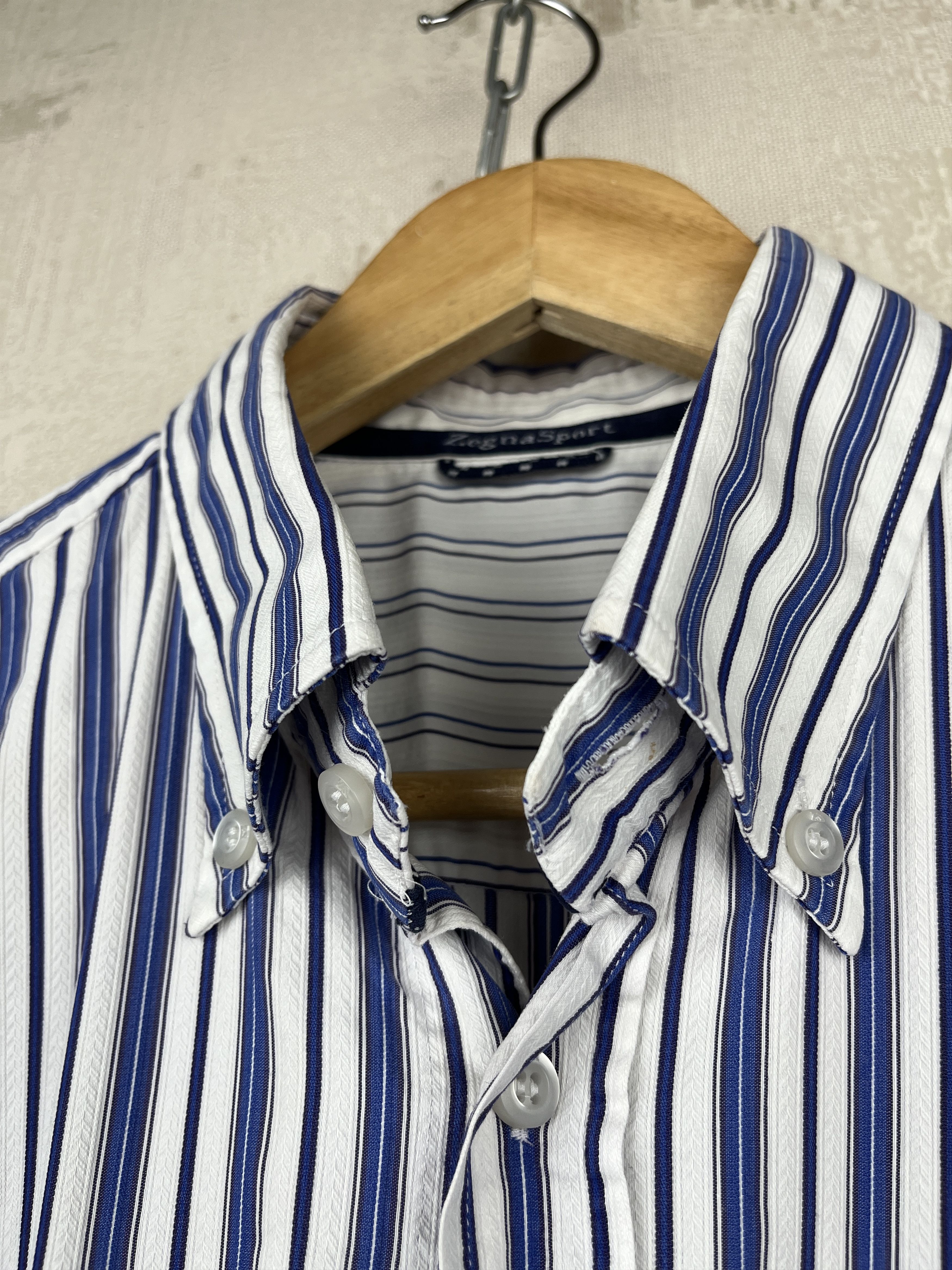 Ermenegildo Zegna Zegna Sport Striped Short Sleeve Shirt Cotton Button Down Size US L / EU 52-54 / 3 - 8 Thumbnail