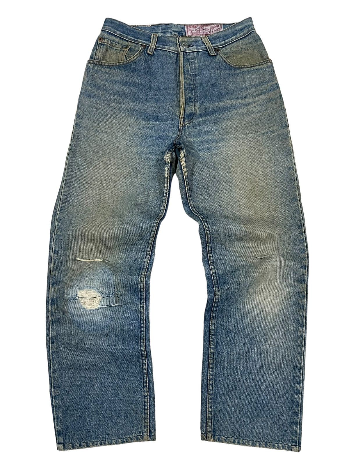 Levi's Vintage 80s Levi’s Button Fly Distressed Blue Wash Mom Jeans Size 28" / US 6 / IT 42 - 4 Thumbnail