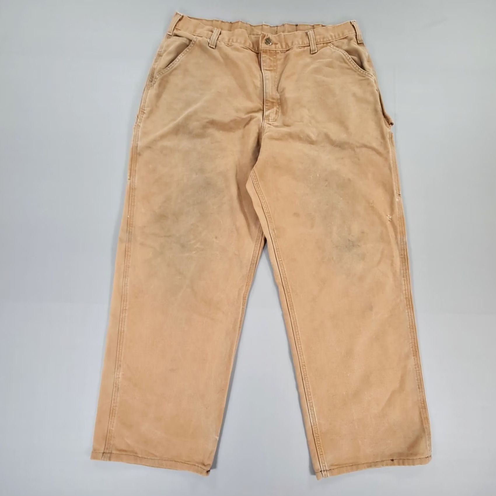 Carhartt Carhartt Mens Trousers Canvas Brown W38 L29 Carpenter Fit Dungaree Pants B11 BRN Size US 38 / EU 54 - 2 Thumbnail