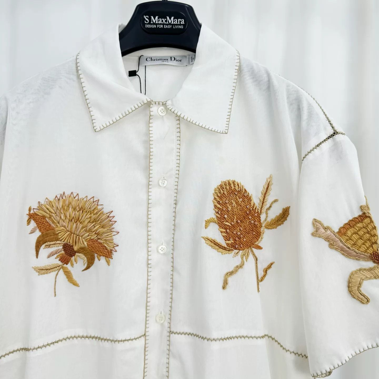 Dior Dior Embroidered Short Sleeve Button Up Shirt Size XS / US 0-2 / IT 36-38 - 3 Thumbnail