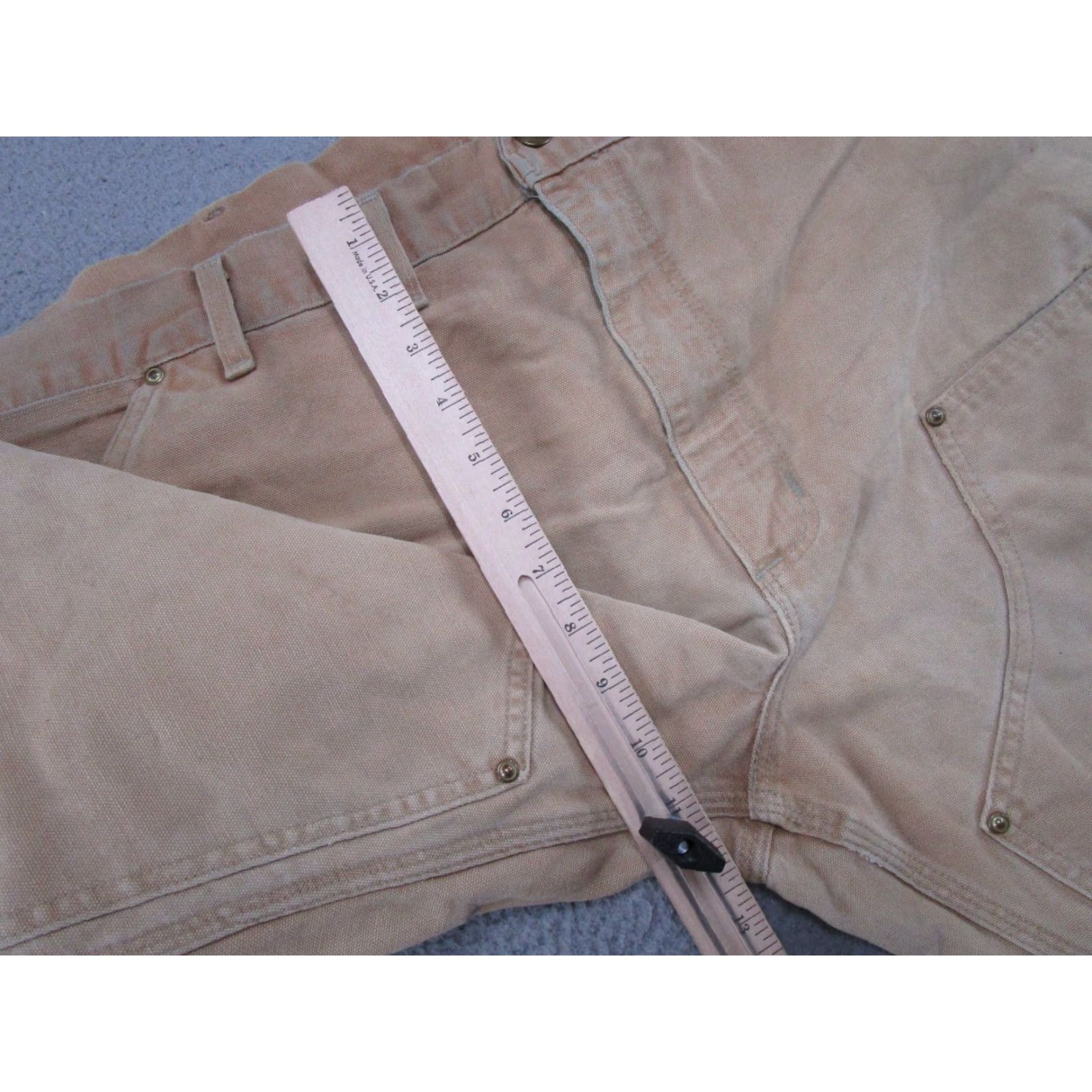 Carhartt VINTAGE Carhartt Pants Workwear Carpenter 90s USA Beige Tan 44x28 5-Pocket Canvas Cotton Mens Jeans/Carpenter Style Size US 44 / EU 60 - 6 Thumbnail