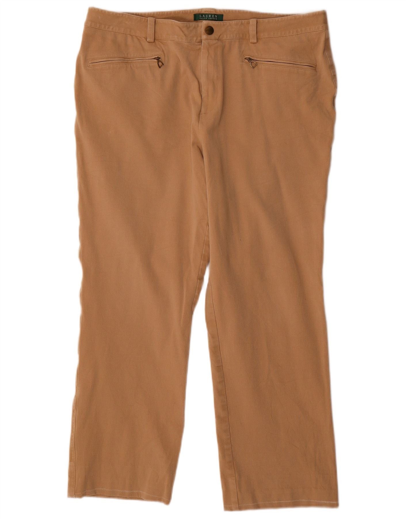 Ralph Lauren Womens Straight Casual Trousers US 16 2XL W38 L27 Beige Size 34" / US 12 / IT 48 - 1 Thumbnail
