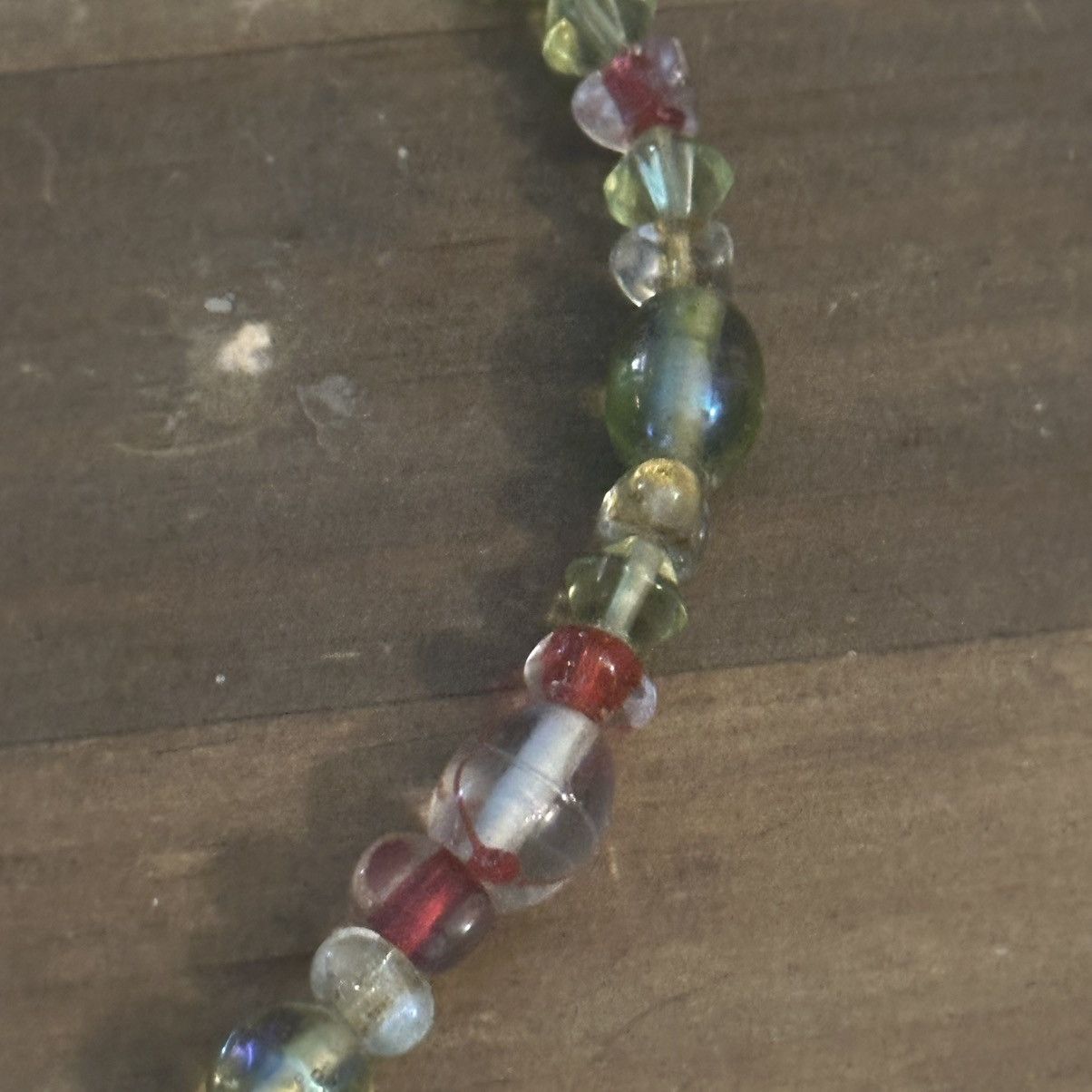 Vintage Vintage green and orange glass bead necklace Size ONE SIZE - 3 Thumbnail