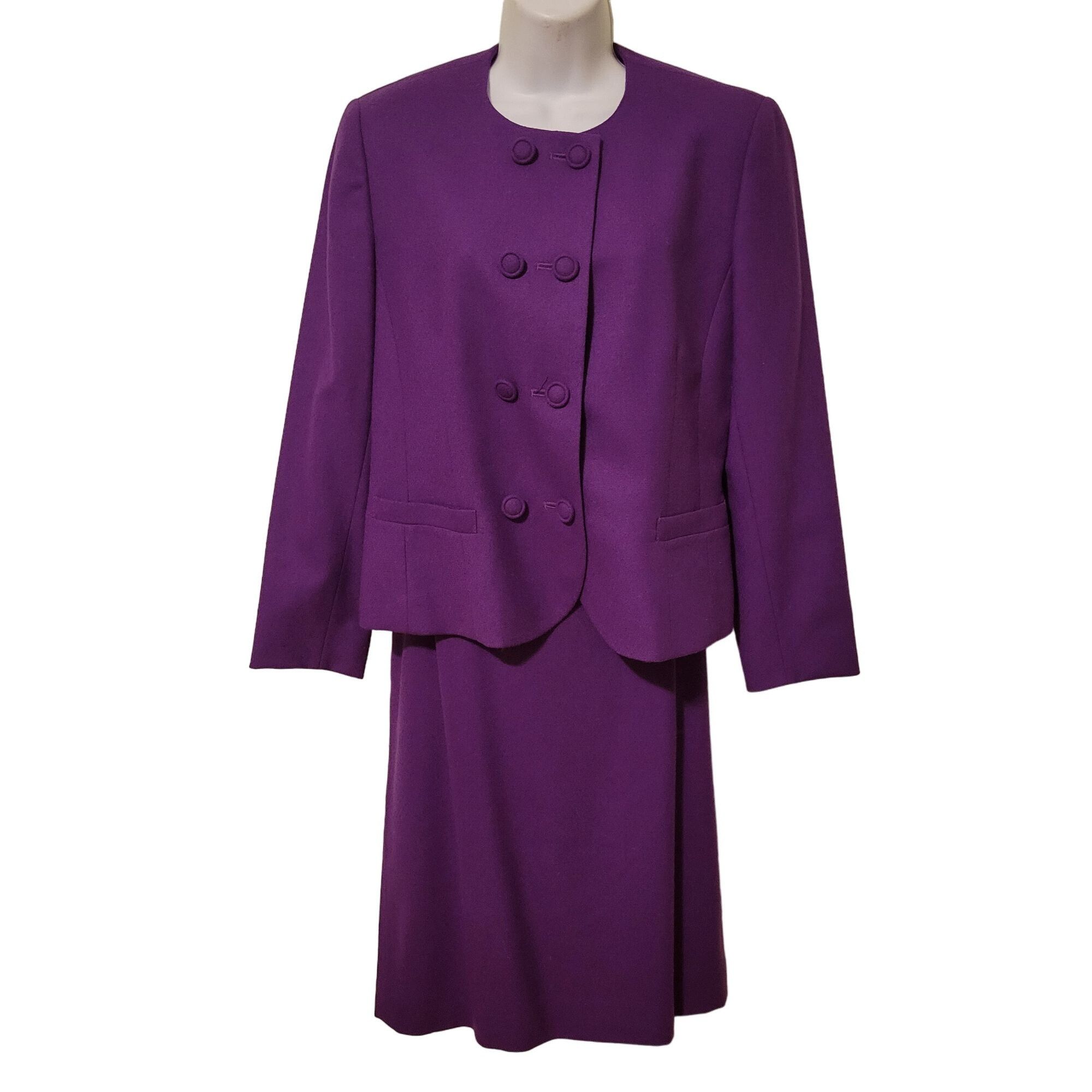Pendleton 8 12 Purple 2 Pc Skirt Suit Jacket Blazer 90s Doub