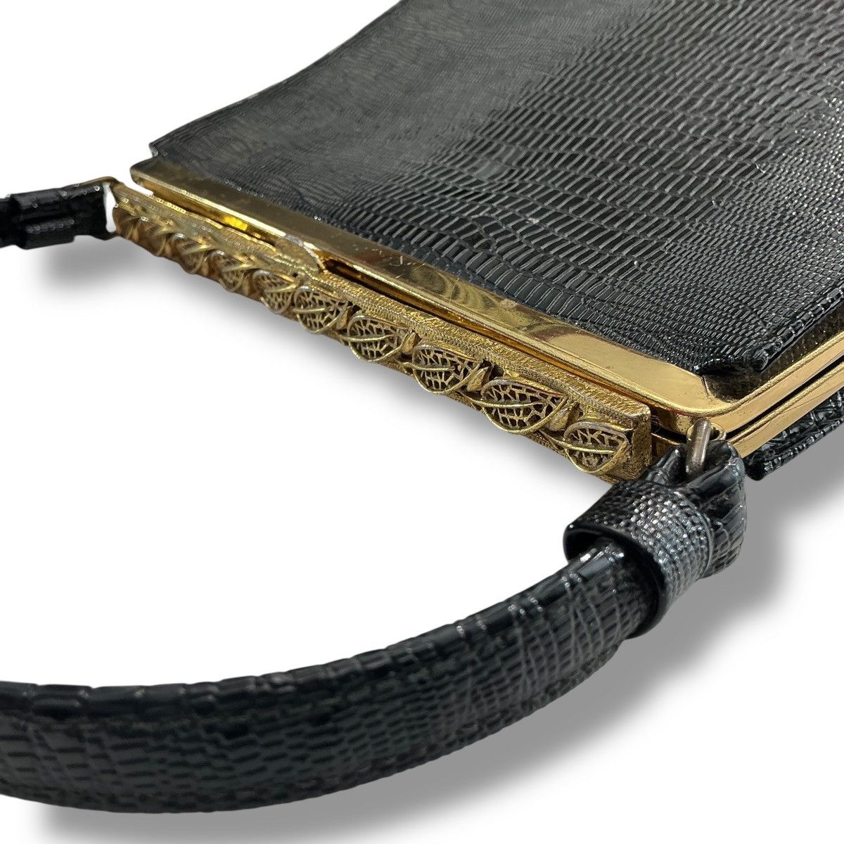 Other Vintage Elegant Black Croc Embossed Clutch Handbag Size ONE SIZE - 4 Thumbnail