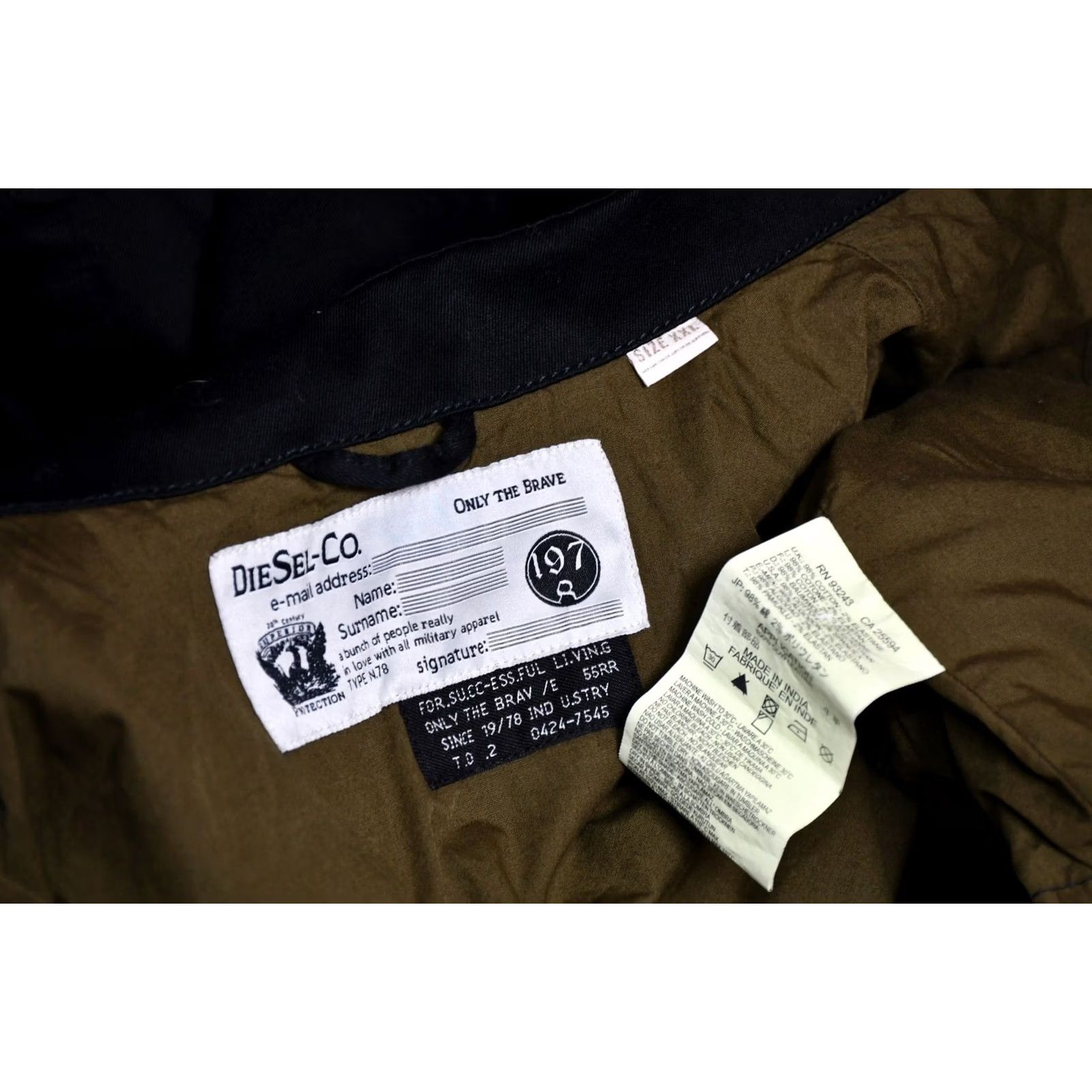 Diesel Diesel Jacket Men's Military Black 2XL Size 2XL Regular Cotton Zip Logo Vintage: No Size US XXL / EU 58 / 5 - 3 Thumbnail
