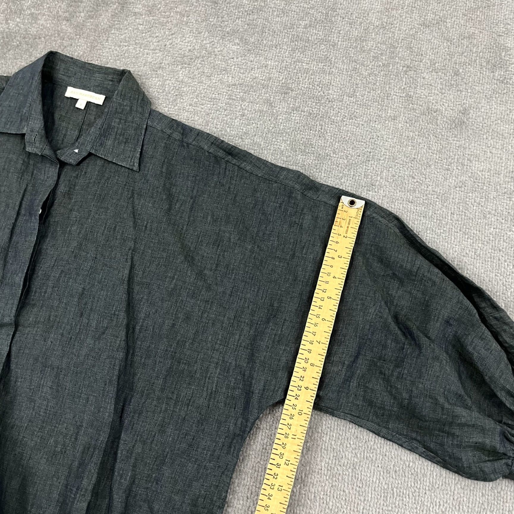 Vintage Ann Mashburn Shirt Small Green Button Up Shirt Oversized Linen Minimalist Mature Top Womens Size S / US 4 / IT 40 - 5 Thumbnail