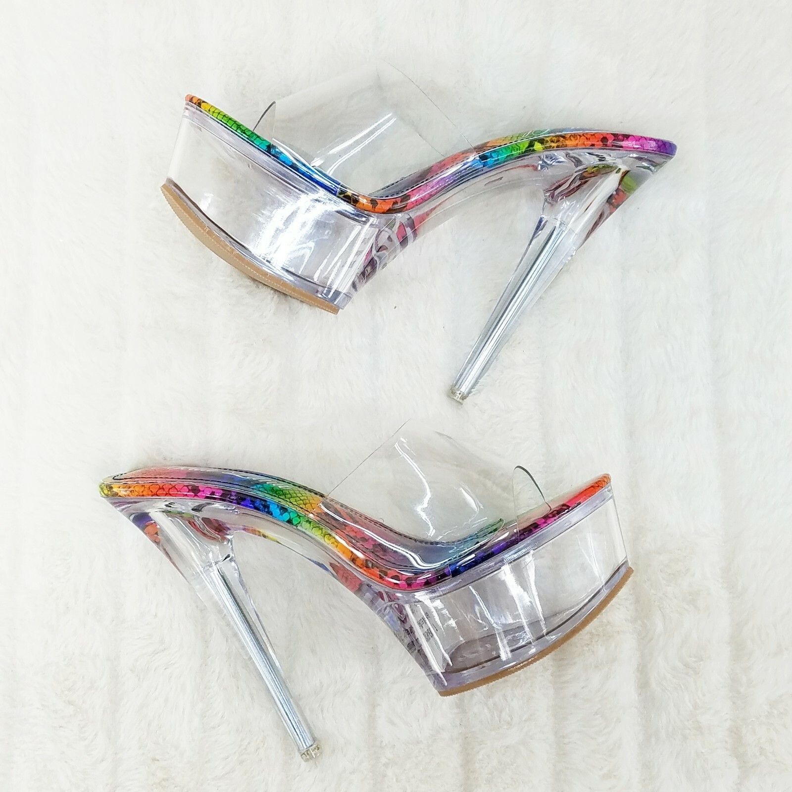 Other Cloud Clear Platform 6" High Heels Rainbow Snake Foot-bed Sl Size US 10 / IT 40 - 2 Thumbnail