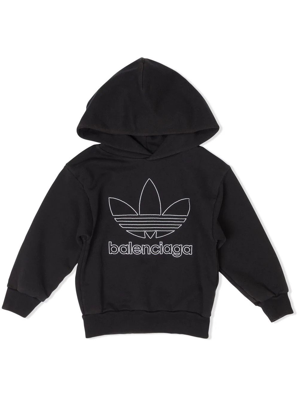 o1srvl11e0224 Kids X Adidas Trefoil Hoodie in Black