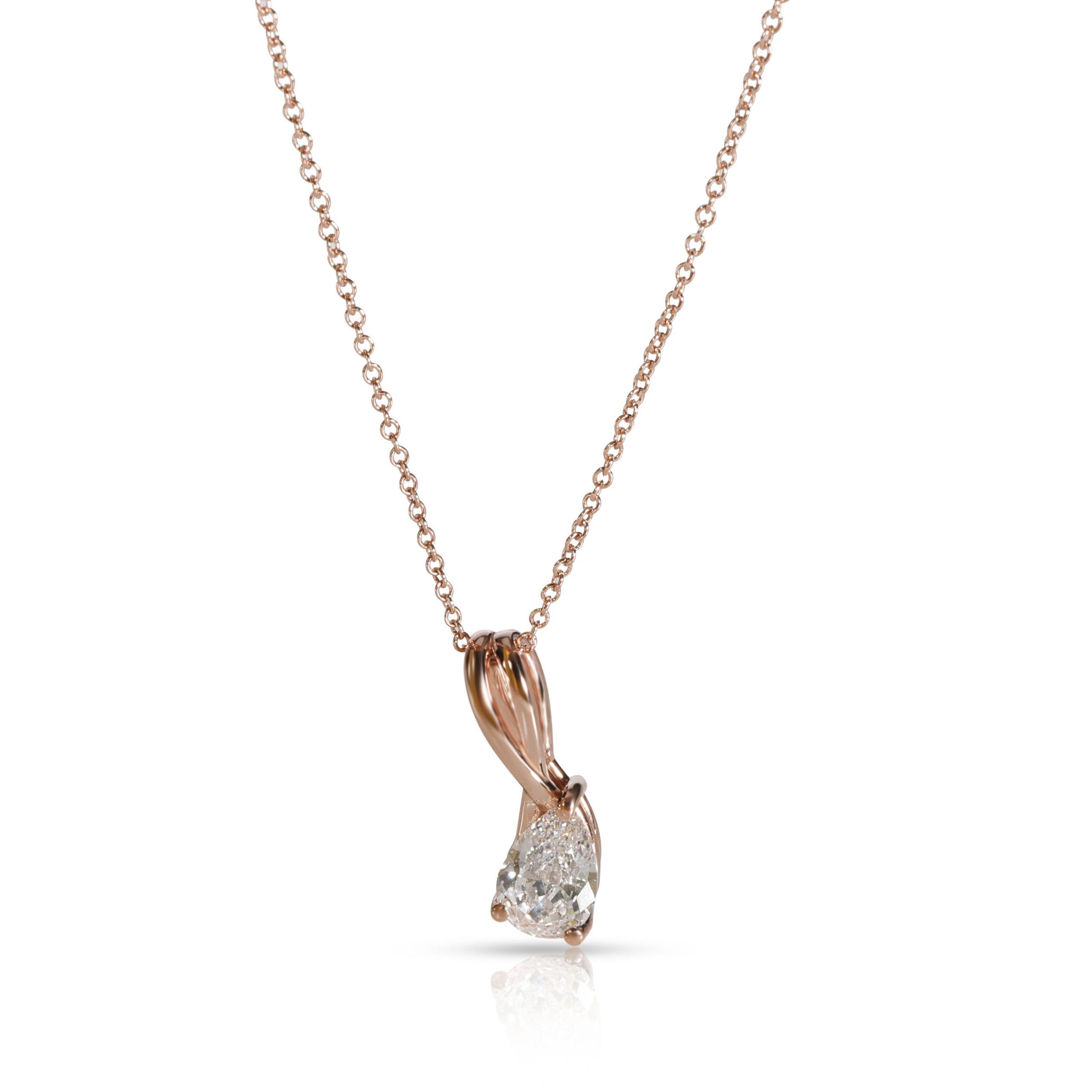 image of Tiffany Co Gia Certified Pear Shape Diamond Necklace In 14K Rose Gold Fancy Vs2 1.00 Ctw, Women's