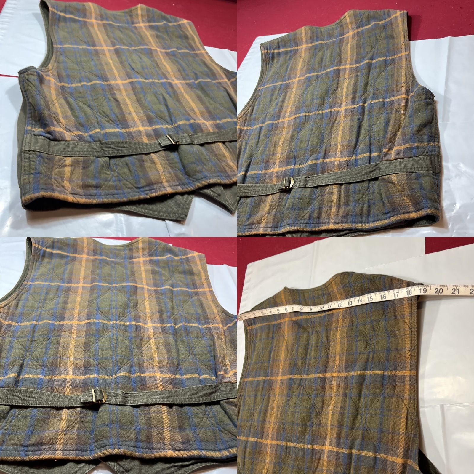 Gap VINTAGE Gap Vest 90s Plaid Flannel Lined Army Green Canvas Men XL Cotton Back Strap Lined Waistcoat Size US XL / EU 56 / 4 - 9 Thumbnail