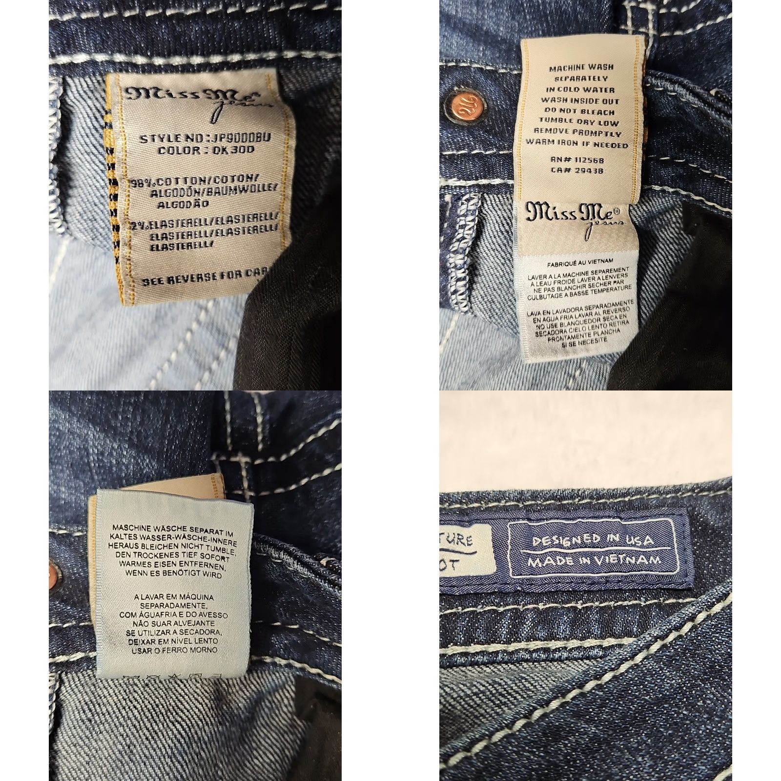 Miss Me VINTAGE Miss Me Signature Bootcut Jeans Womens 32 Dark Wash Embellished Western Rhinestone Pockets Denim Jeans Womens Size 24" / US 00 / IT 34 - 8 Thumbnail
