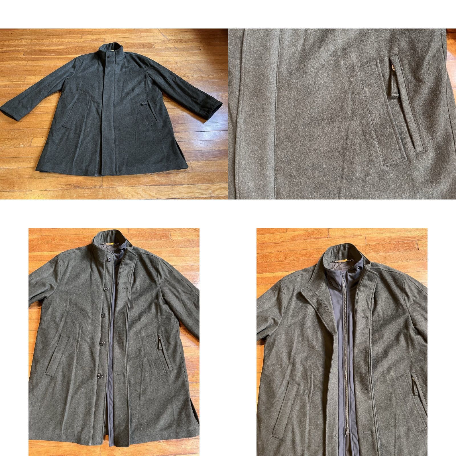 Paul Stuart VINTAGE Paul Stuart Arthur Outlast Car Coat Men’s Large Green Wool Cashmere Size US L / EU 52-54 / 3 - 8 Thumbnail