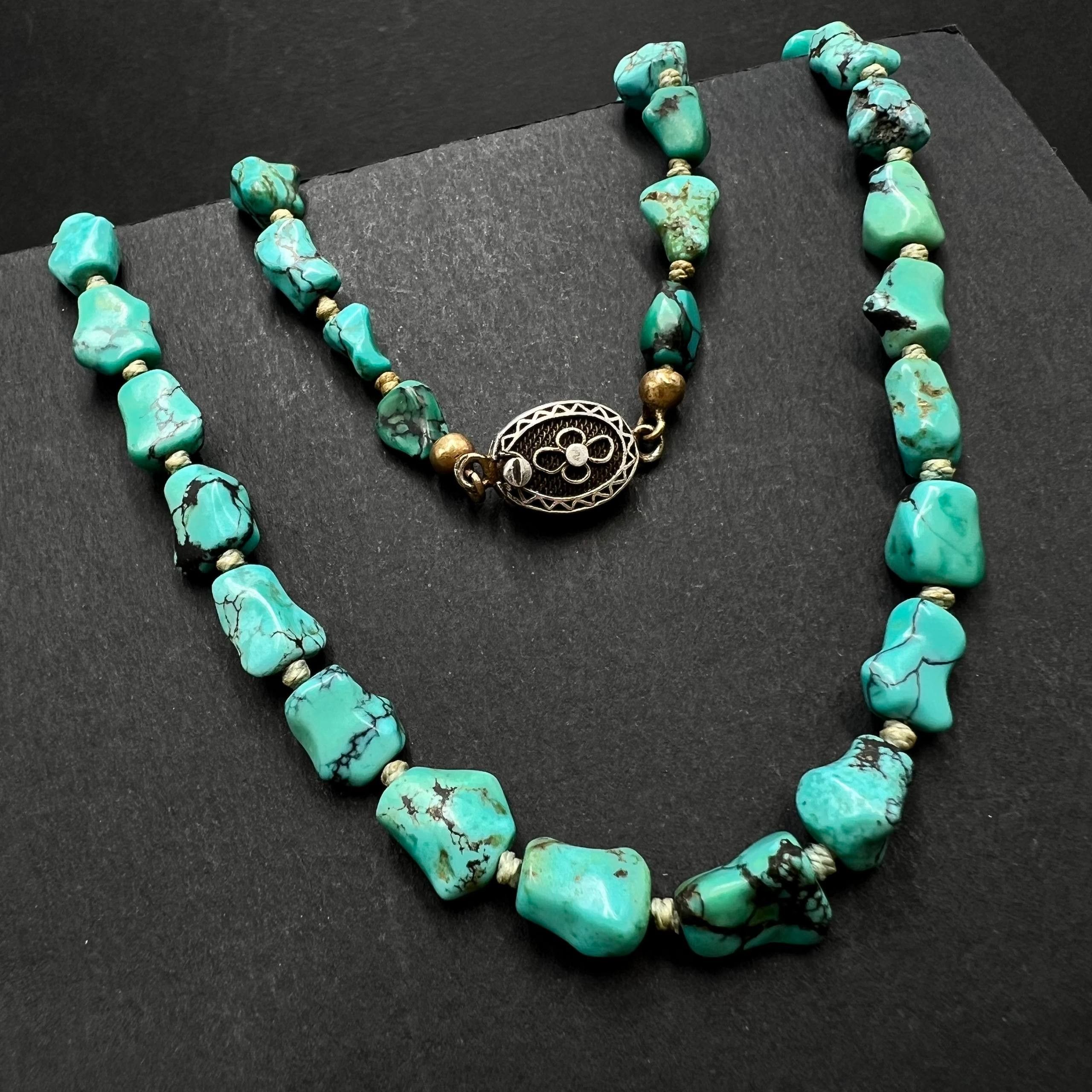 Vintage Turquoise Necklace Erik Poul Fenster Natural 22g