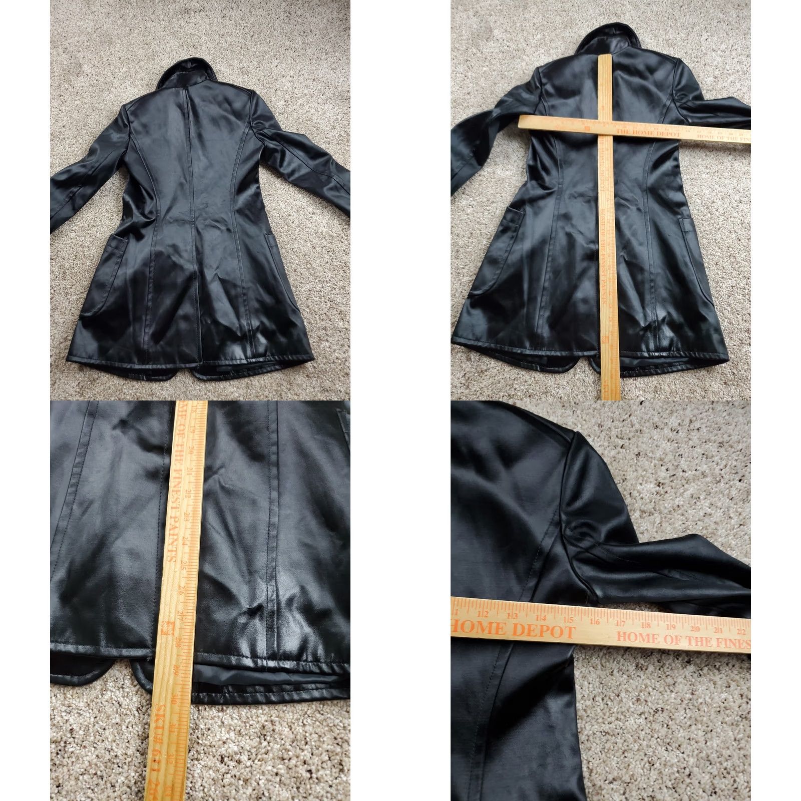 Theory Theory Panyia Trench Coat Jacket Womens P Black Satin Velvet Pockets Button Up Size S / US 4 / IT 40 - 8 Thumbnail
