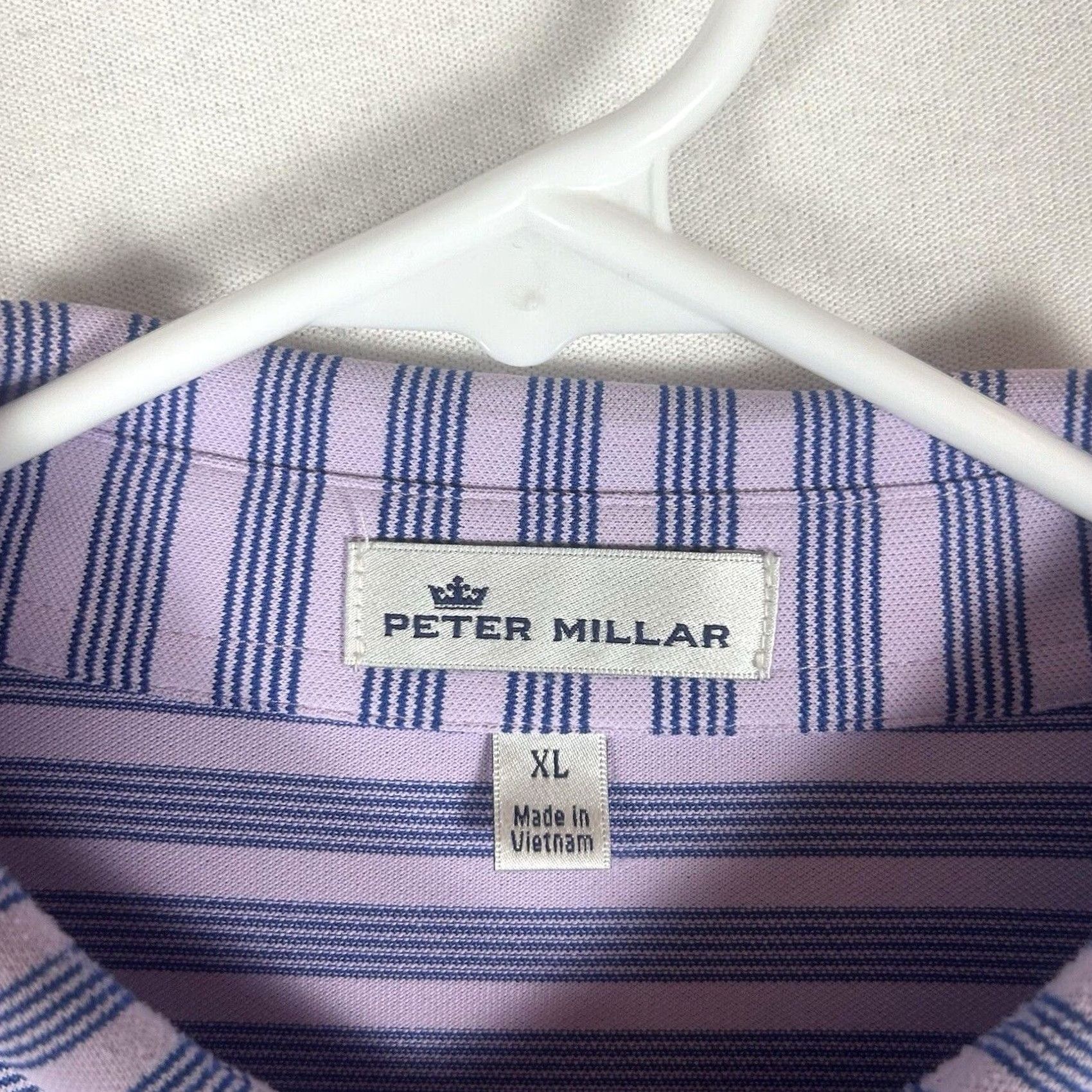 Peter Millar Peter Millar Golf Polo Shirt Mens XL Purple Striped Short Sleeve Polo Casual Performance Stretch Shirt Size US XL / EU 56 / 4 - 4 Thumbnail