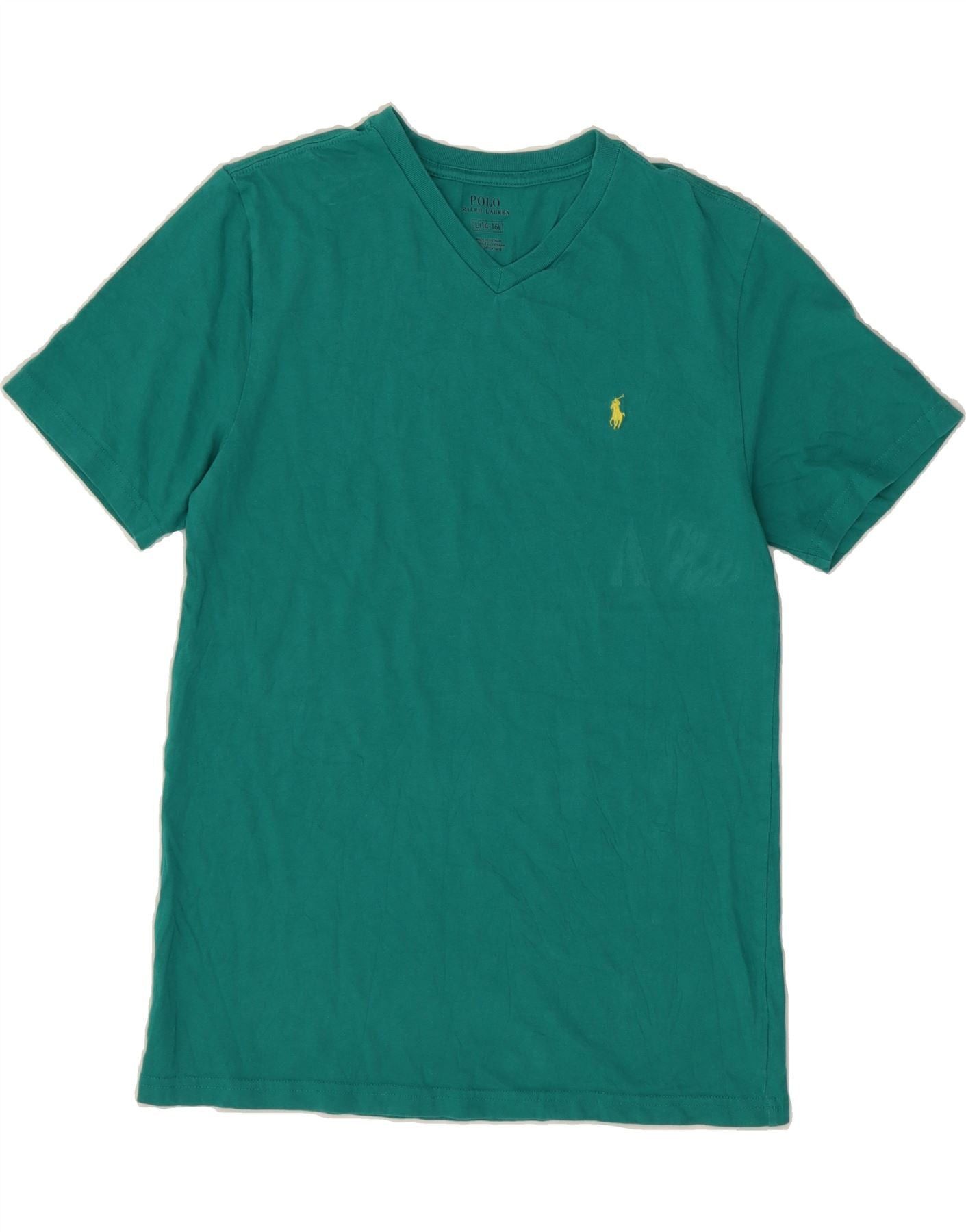 Polo Ralph Lauren Girls T-Shirt Top 14-15 Years Large Green Cotton Size L / US 10 / IT 46 - 1 Thumbnail