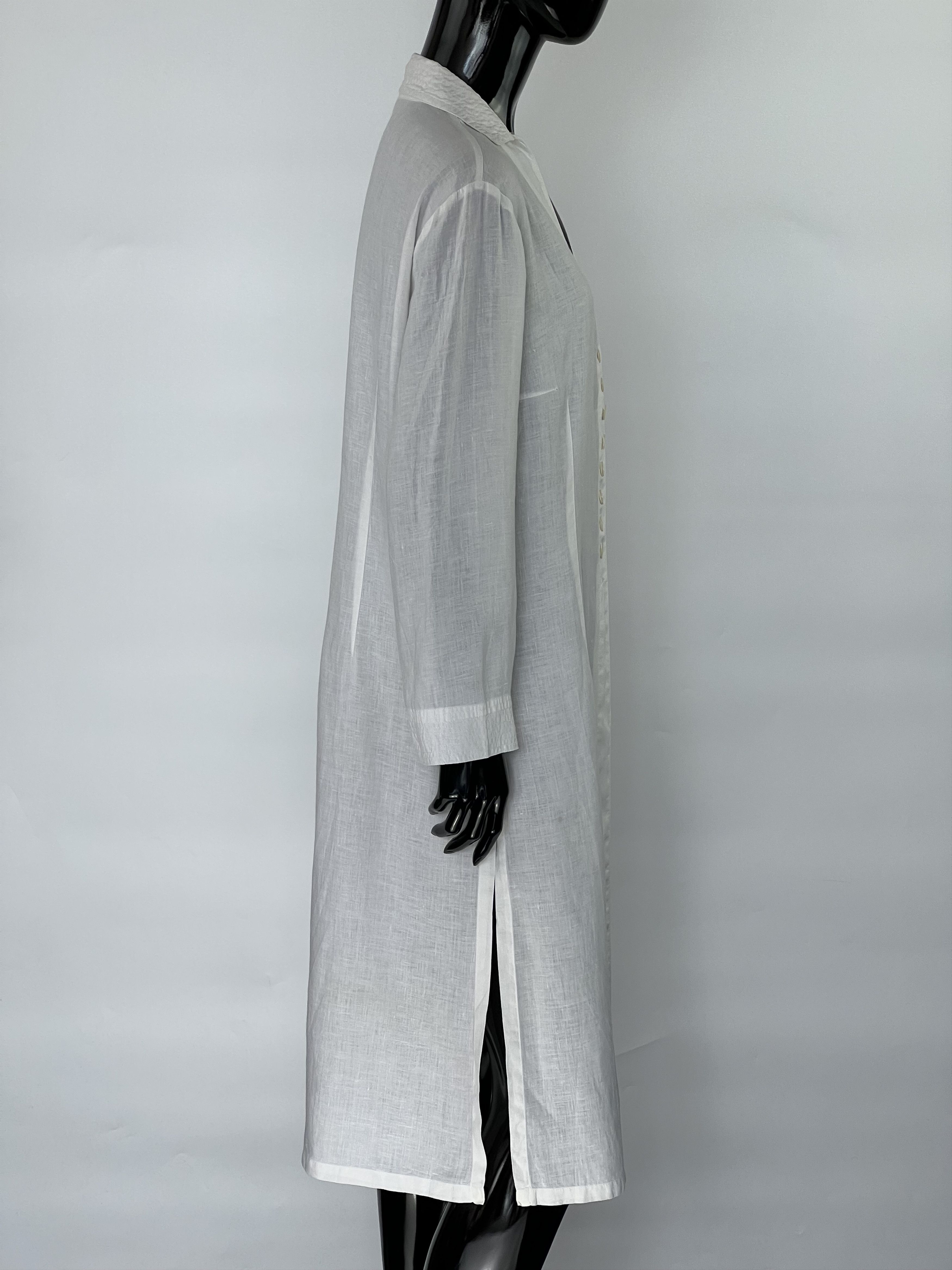 Other All In All 100% Linen Long Sleeve Button Shirt Dress IT50 Size XXL / US 16-18 / IT 52-54 - 2 Thumbnail