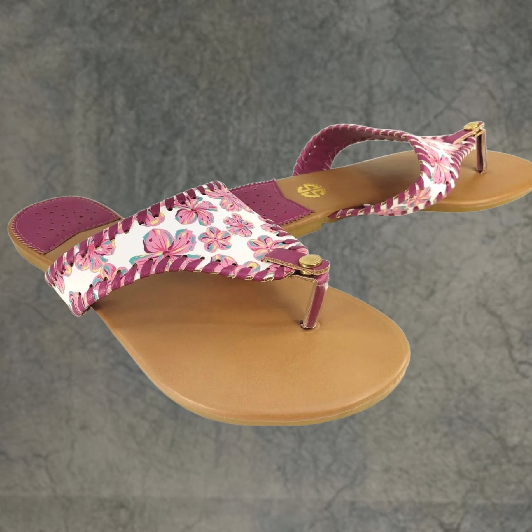Pinko Simply Southern Sandal Thong Pink White Purple Floral Size 8 Multicolor Casual Size US 8 / IT 38 - 1 Thumbnail