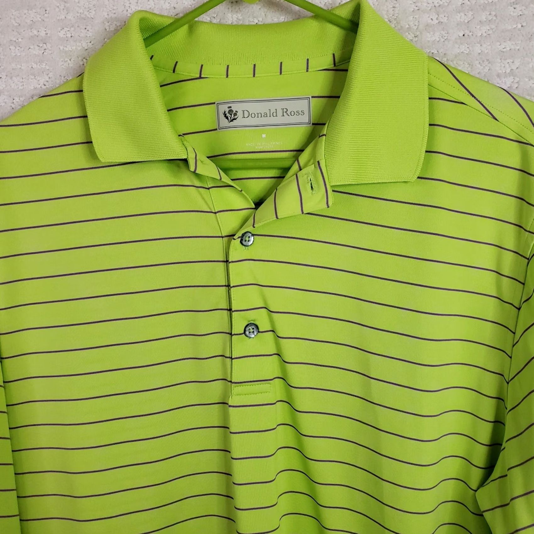 Vintage Donald Ross Golf Polo Shirt Green Size Medium Striped Quarter Button Up Mens Size US M / EU 48-50 / 2 - 3 Thumbnail