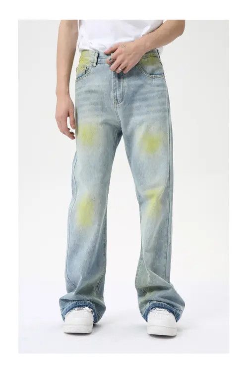 VIBE Hip-hop street painting contrast color flared washed jeans Size US 32 / EU 48 - 1 Preview