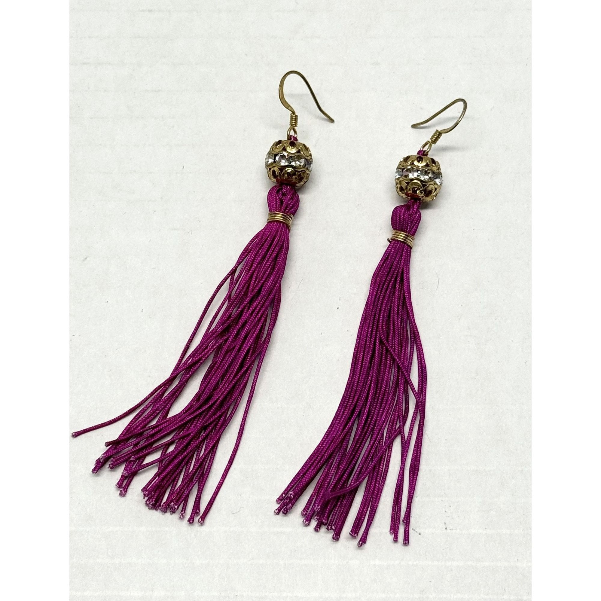 Vintage Vintage pink tassel rhinestone earrings Size ONE SIZE - 1 Thumbnail