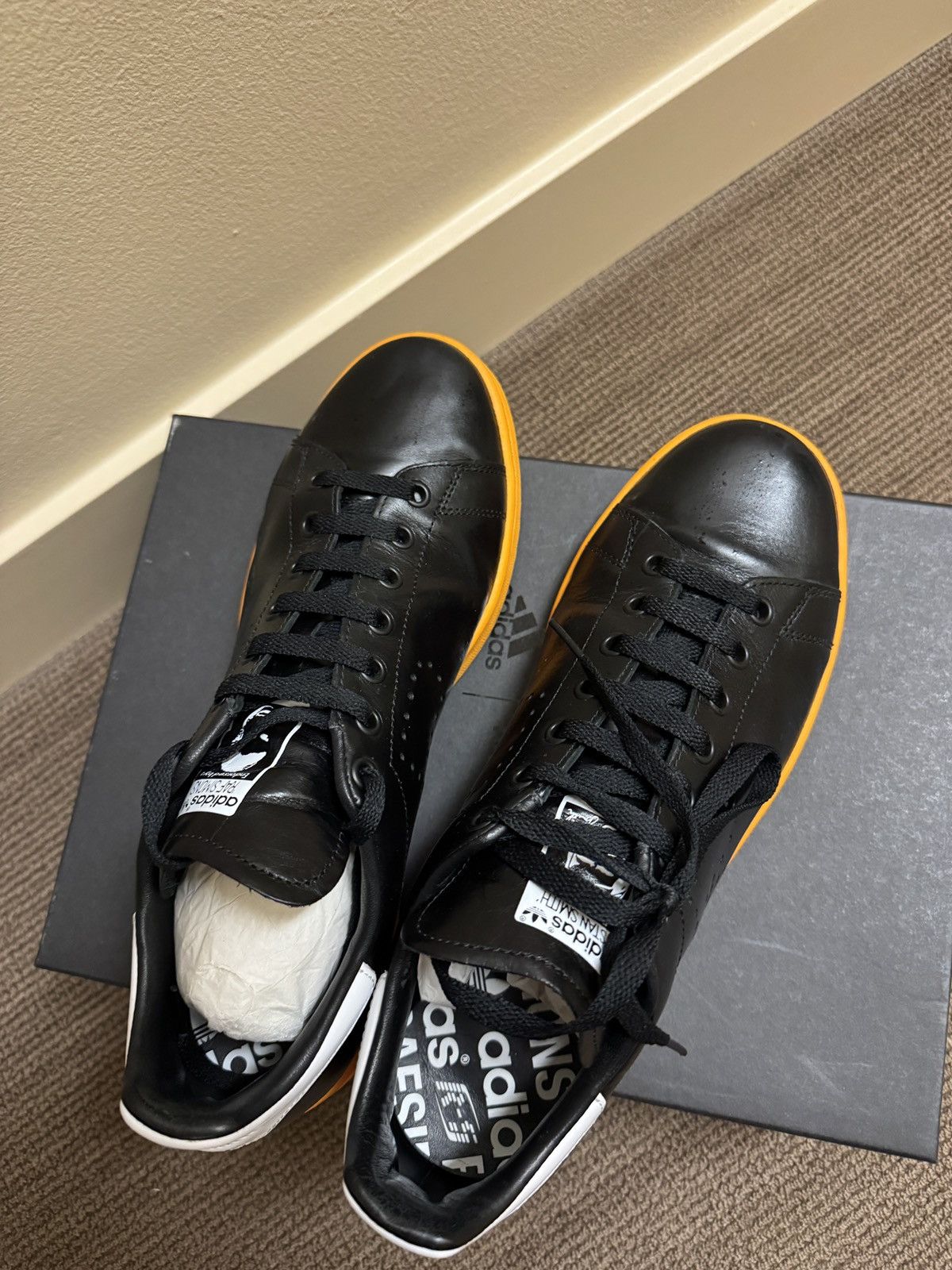 Adidas × Raf Simons RAF SIMONS Stan Smith Black/Orange Size US 10.5 / EU 43-44 - 6 Thumbnail