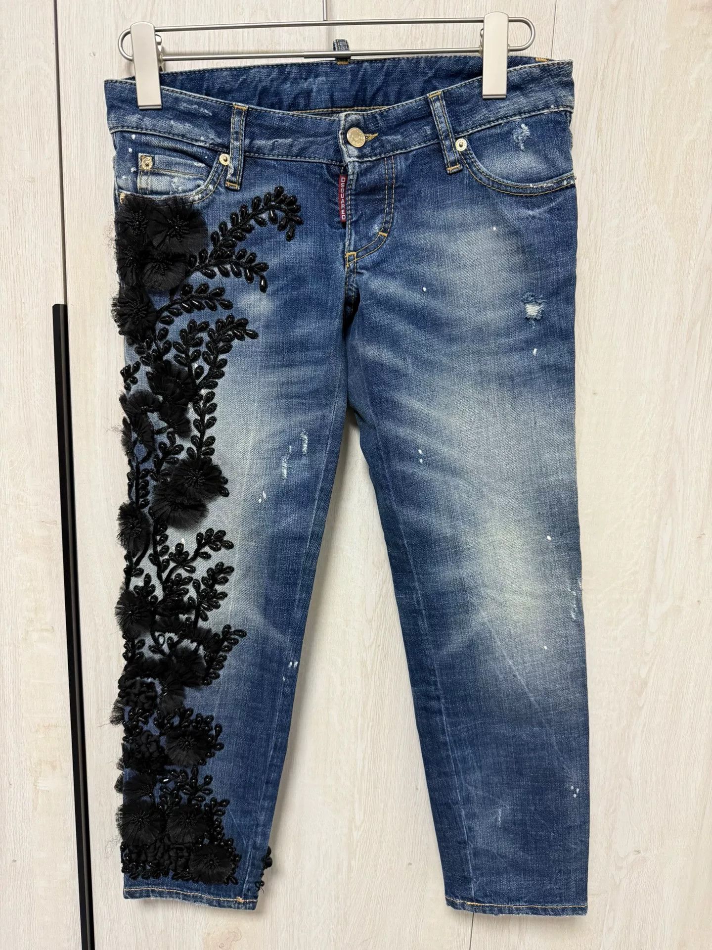 Dsquared2 DSQUARED2 Women’s Distressed Black Jeans Size 40" / US 18 - 1 Thumbnail