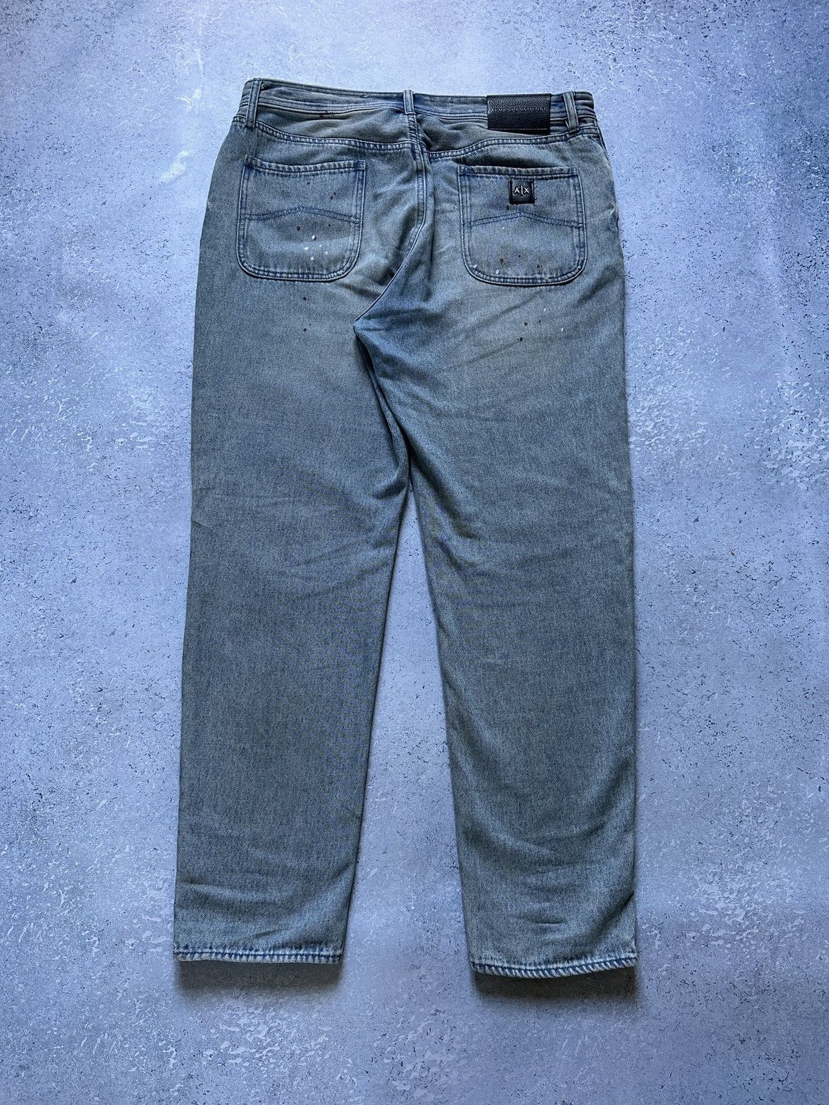 Armani Exchange × Vintage Armani Exchange Slim Fit Paint Splatter Light Wash Jeans Size US 32 / EU 48 - 5 Thumbnail