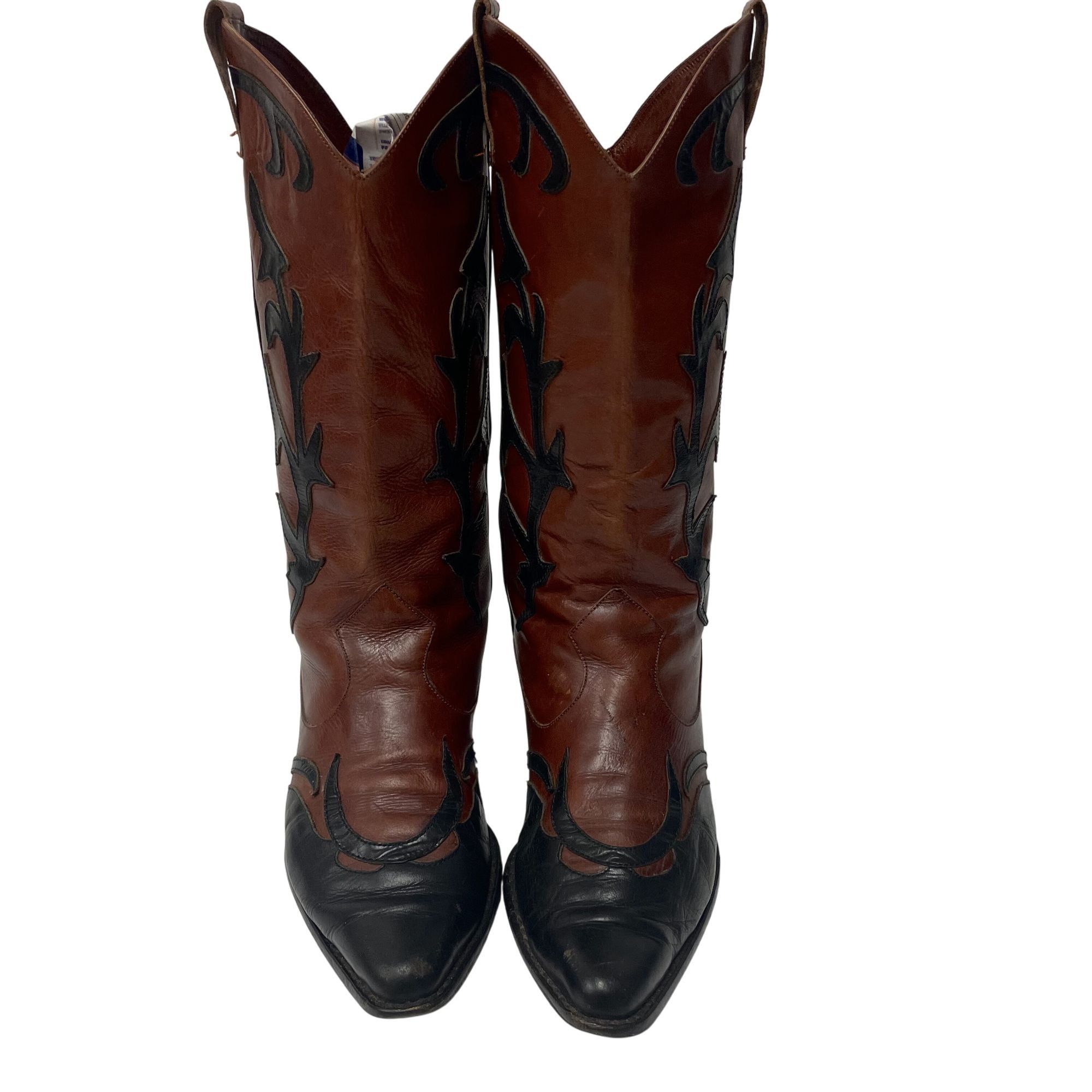 Other Vtg Van Eli Leather Cowboy Western Black Wingtip RODEO Boots Size US 6 / IT 36 - 3 Thumbnail