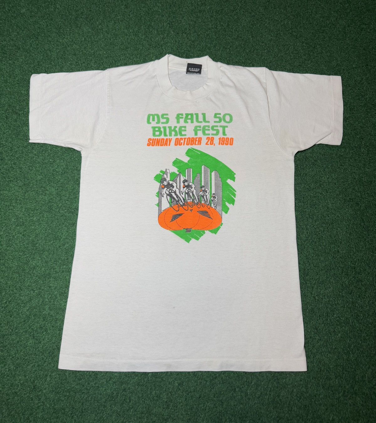 Vintage Vintage 90s Bike Fest October Pumpkin Jack O Latern T Shirt Size US M / EU 48-50 / 2 - 1 Thumbnail