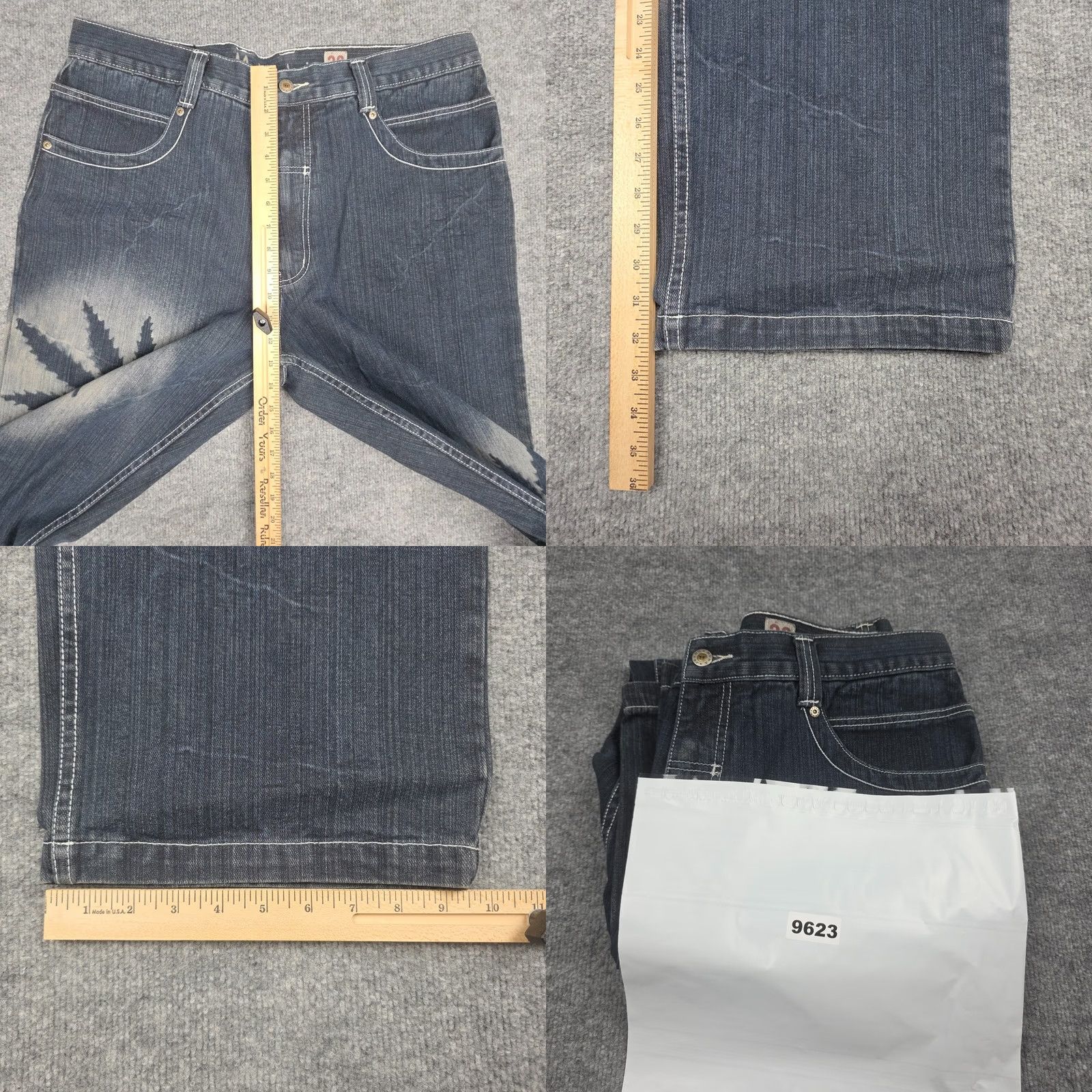 Vintage VINTAGE MUKA Baggy Jeans Men's 36 x 32 Weed Graphic 100% Cotton Denim Jeans Wide-Leg Men Blue Girls? Size US 36 / EU 52 - 9 Thumbnail