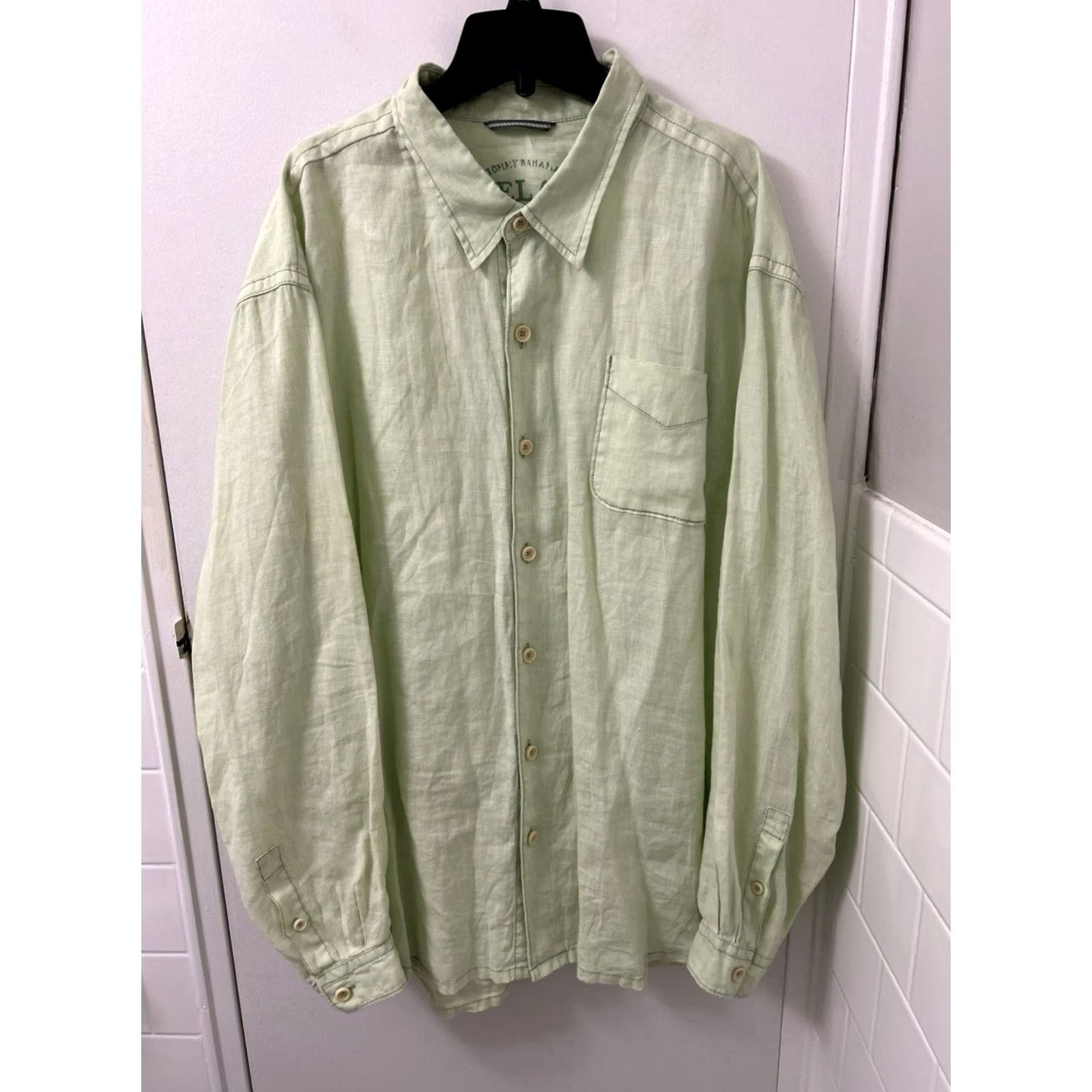 Tommy Bahama Tommy Bahama Shirt Mens 2XL Green 100% Linen Button-Up Long Sleeve Collared Relaxed Size US XXL / EU 58 / 5 - 2 Thumbnail