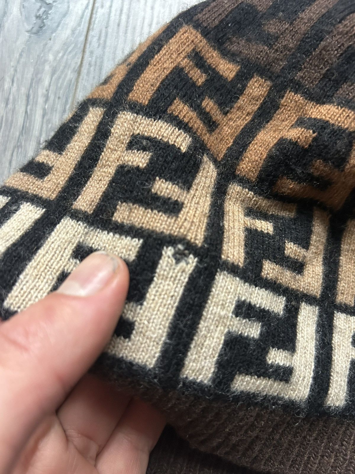 Fendi Fendi FF Zucca Monogram Gradient Beanie - Wool Blend Size ONE SIZE - 4 Thumbnail