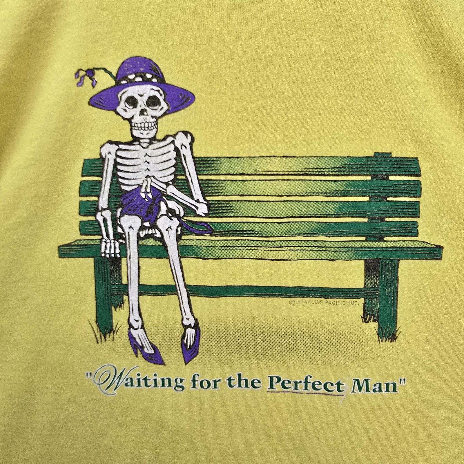 Other Vintage Waiting For The Perfect Man Shirt XL Skeleton Y2K Size XL / US 12-14 / IT 48-50 - 3 Thumbnail
