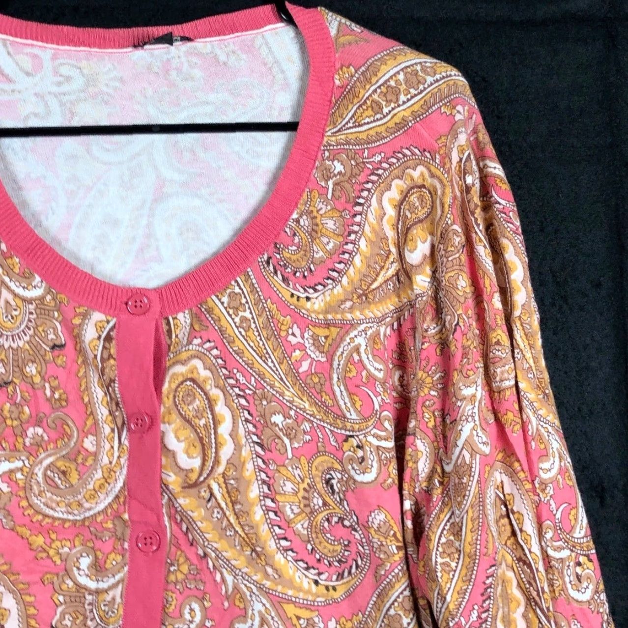 Talbots Talbots Womens Cardigan Pink Gold Paisley Button Front Knit Cotton 2X Cardigan Womens Plus Size Knit Sweater Size XXL / US 16-18 / IT 52-54 - 5 Thumbnail