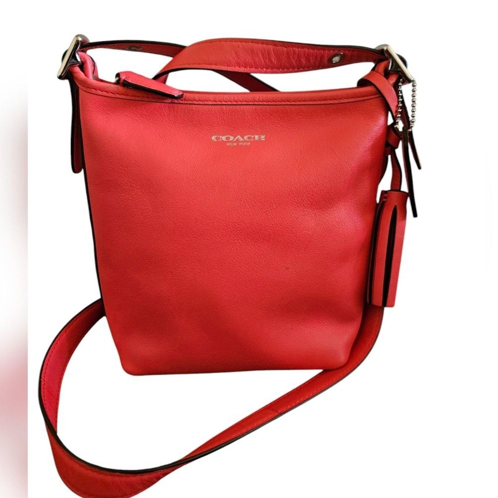 Coach Legacy Leather Mini Duffle Crossbody Bag Coral 11901 in Red, Women's