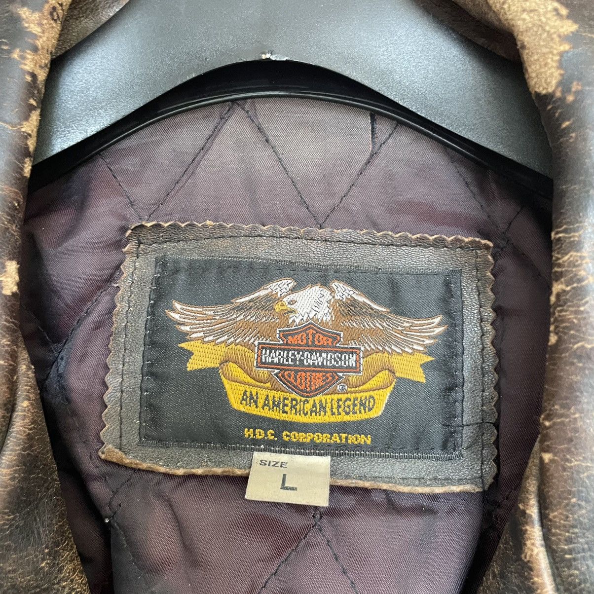Harley Davidson Harley Davidson 90s - Distressed Leather Jacket Size US M / EU 48-50 / 2 - 6 Thumbnail