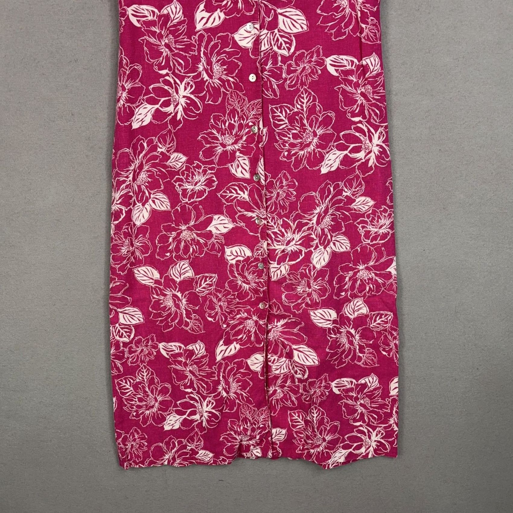 Talbots Talbots Dress Womens 6 Pink Floral Linen Resort Vacation Hawaiian Tropical Shirt Dress Casual Travel Size M / US 6-8 / IT 42-44 - 3 Thumbnail