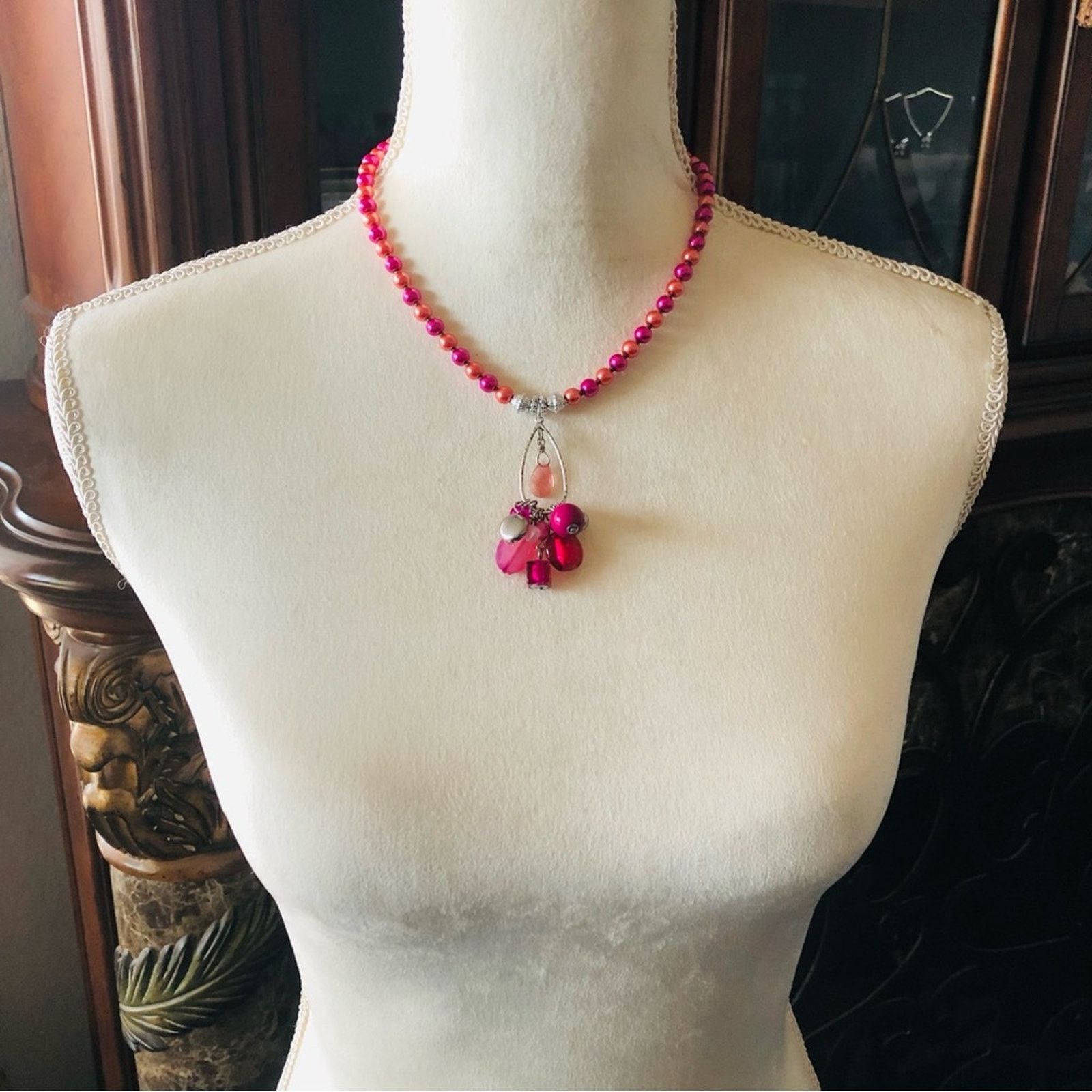 Handmade Handcrafted repurpose colorful beaded cluster Pearl necklace Size ONE SIZE - 5 Thumbnail