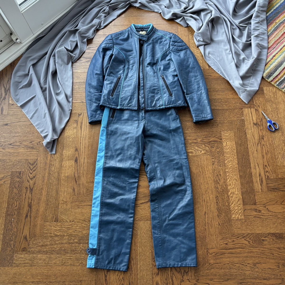 Indian Motorcycle × Vintage 1980s Vintage Leather Motorcycle Suit Set Jacket & Pants 70s Size 38R - 20 Thumbnail