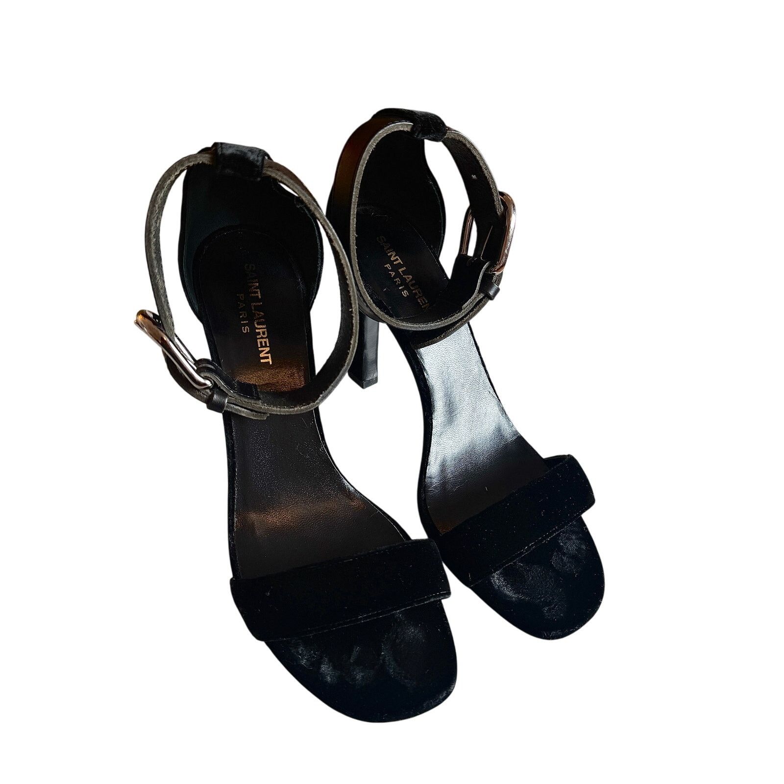 Saint Laurent Paris Saint Laurent Women's Black Velvet Sandals Size US 9 / IT 39 - 1 Thumbnail