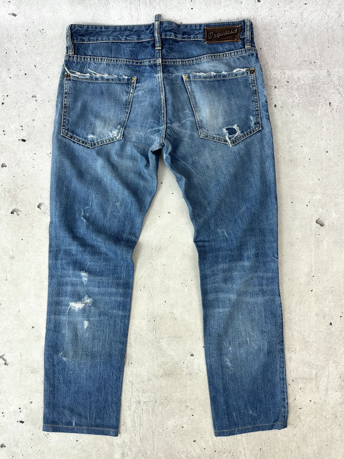 Dsquared2 Vintage Navy Blue Made In Italy Distressed Pants