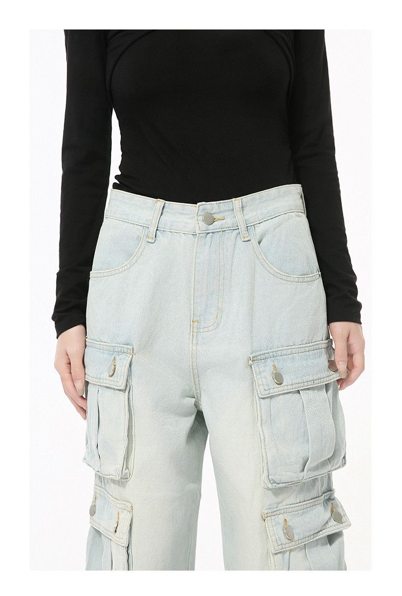 Japanese Brand × Jean Multi-pocket straight-leg wide-leg loose washed cargo jeans Size US 32 / EU 48 - 6 Thumbnail