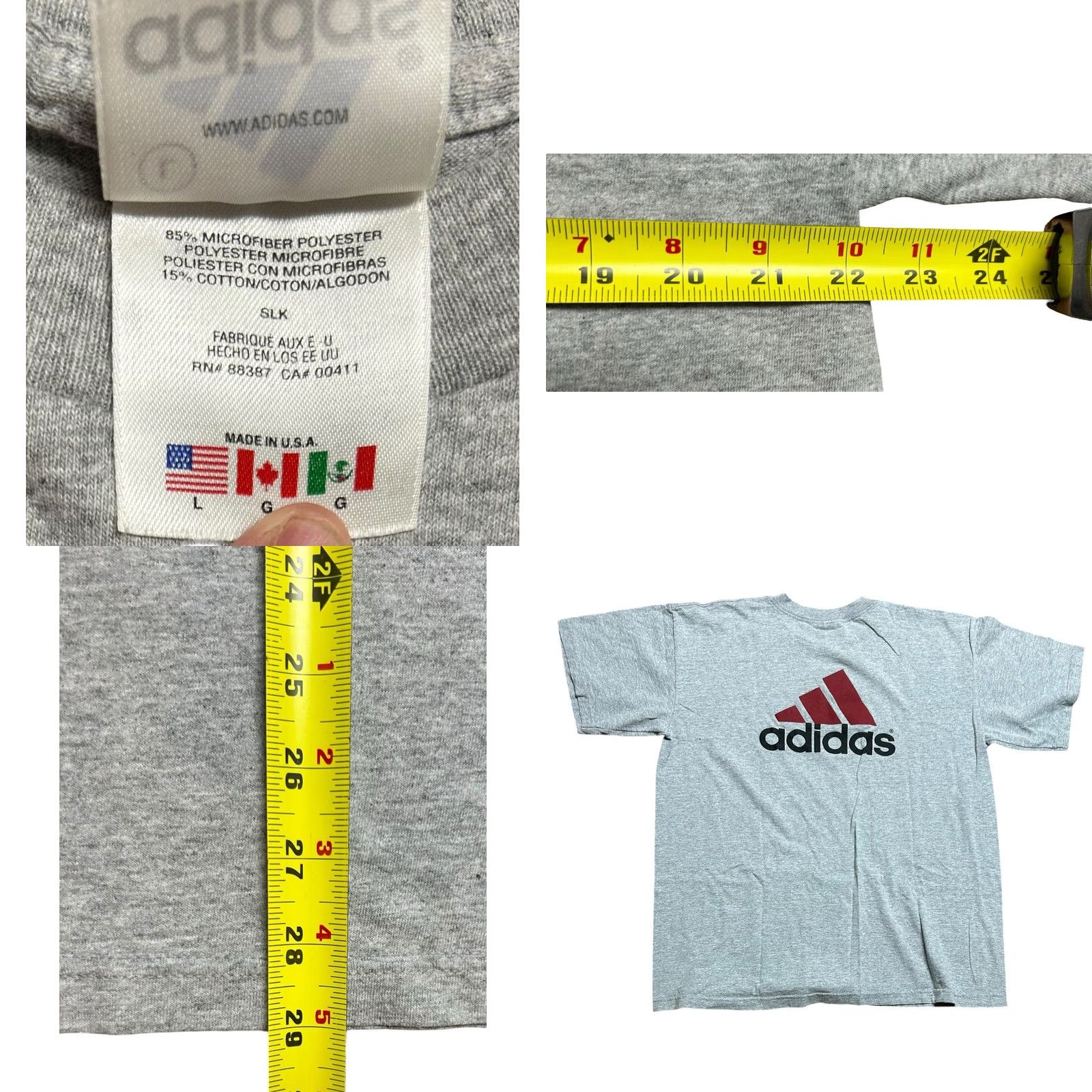 Adidas Adidas T-Shirt Men Large Gray Short Sleeve Vintage 90s Sports Logo Crew Neck Short Sleeve Cotton Knit Regular Fit Size US L / EU 52-54 / 3 - 8 Thumbnail