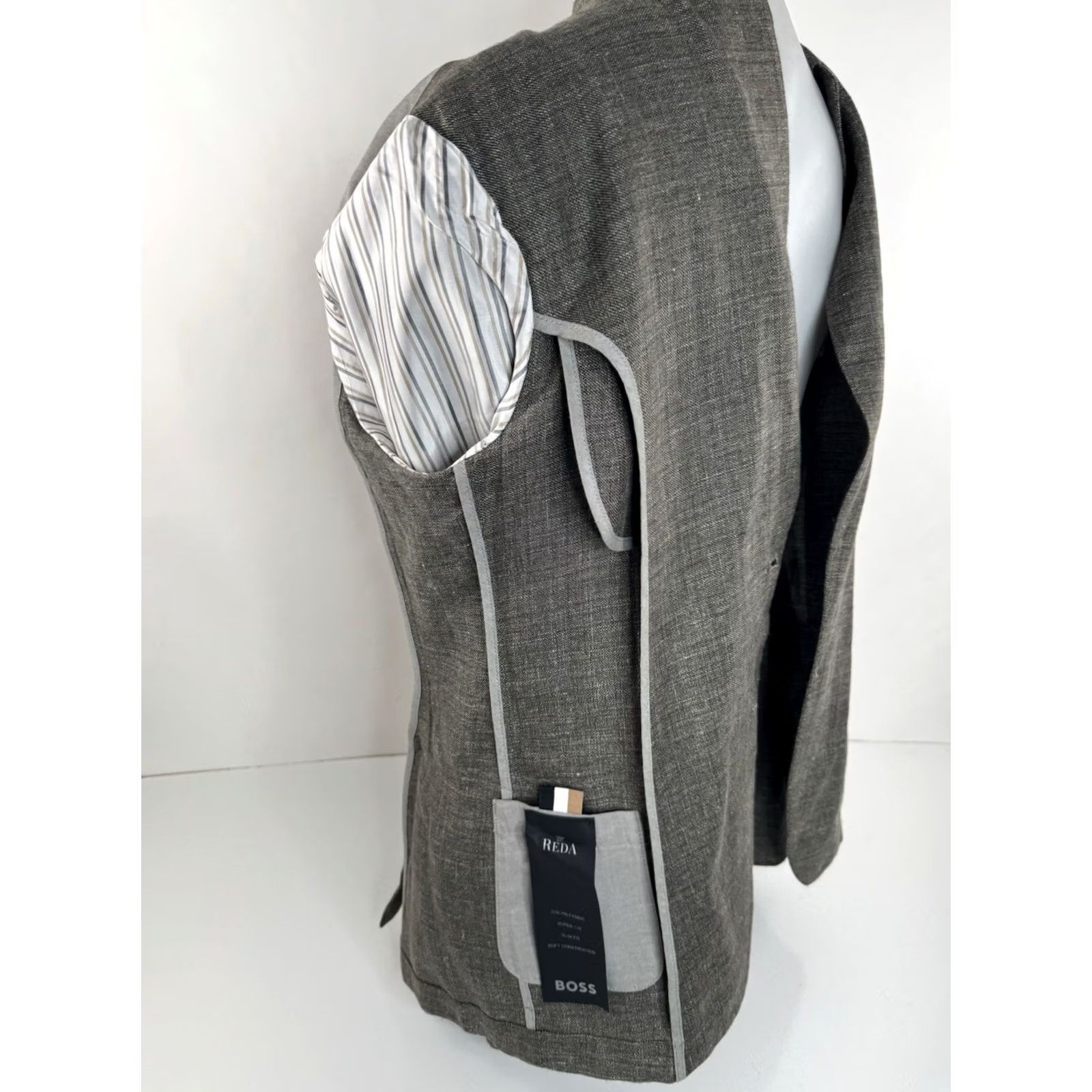 Hugo Boss HUGO BOSS Blazer Mens 42 Wool Linen EXCELLENT Brownish Gray Jacket Size 42R - 6 Thumbnail