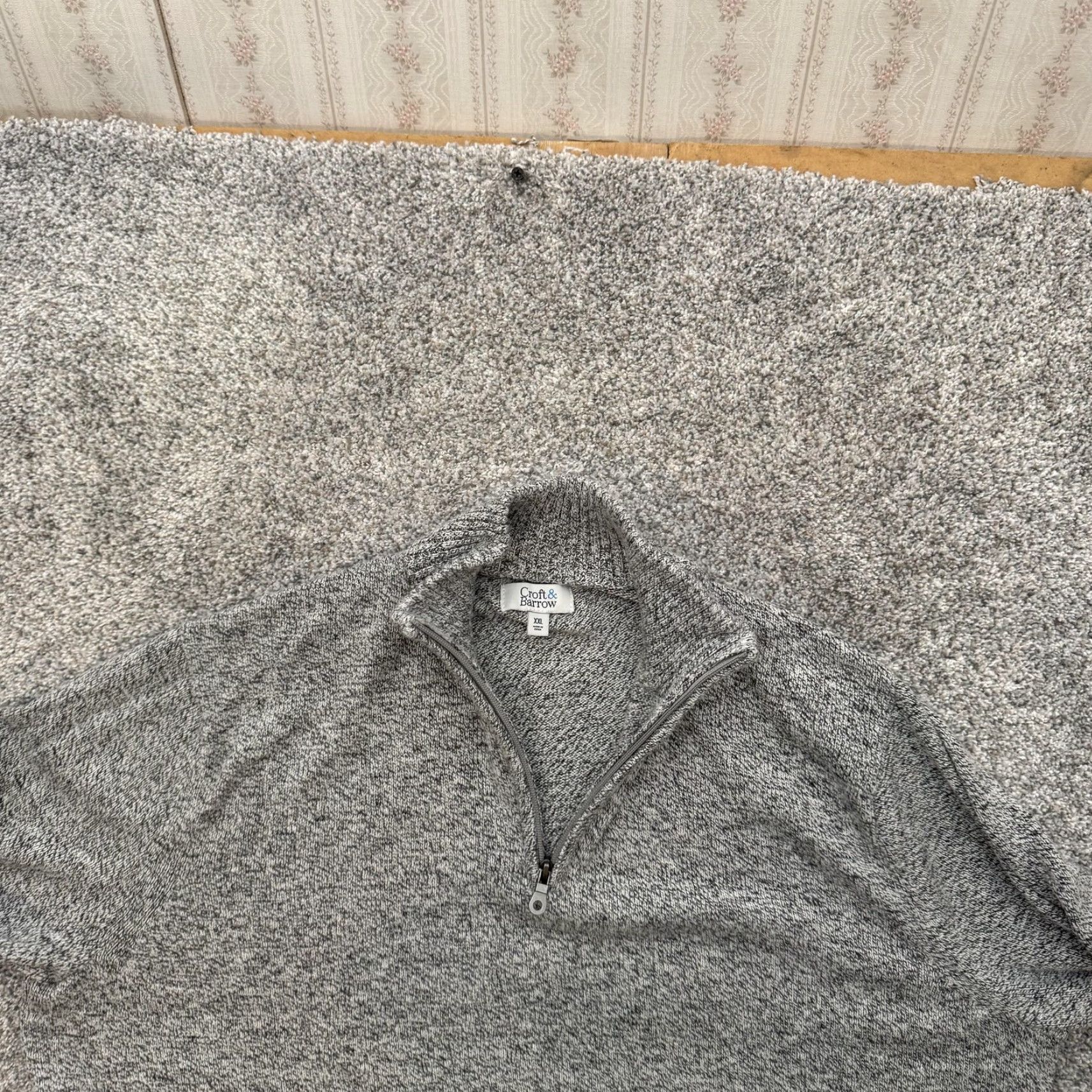 Bill Blass Croft & Barrow Sweater Mens XXL Gray Quarter Zip Classic Cozy Grandpa Minimalist Size US XXL / EU 58 / 5 - 4 Thumbnail